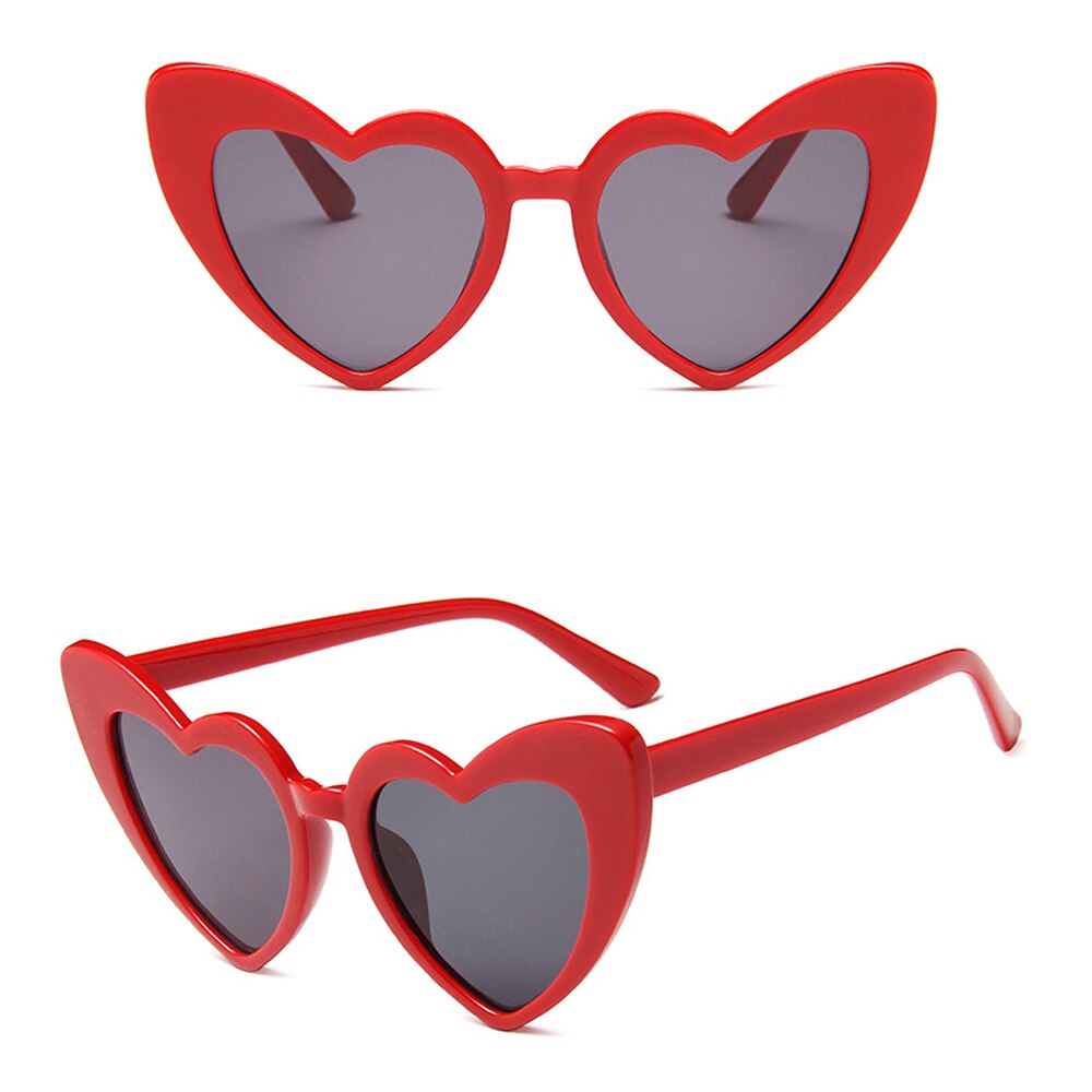 Hart Zonnebril Vrouwen Cat Eye Zonnebril Vrouwelijke Retro Liefde Hart Vormige Glazen Dames UV400 Bescherming: Red