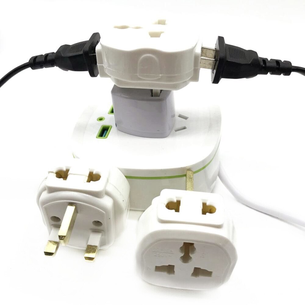 UK Travel Plug Adapter Converter, Universal EU/UK/AU/US to British Singapore 1 to 3 Outlet AC Power Plug Travel Charging 16A