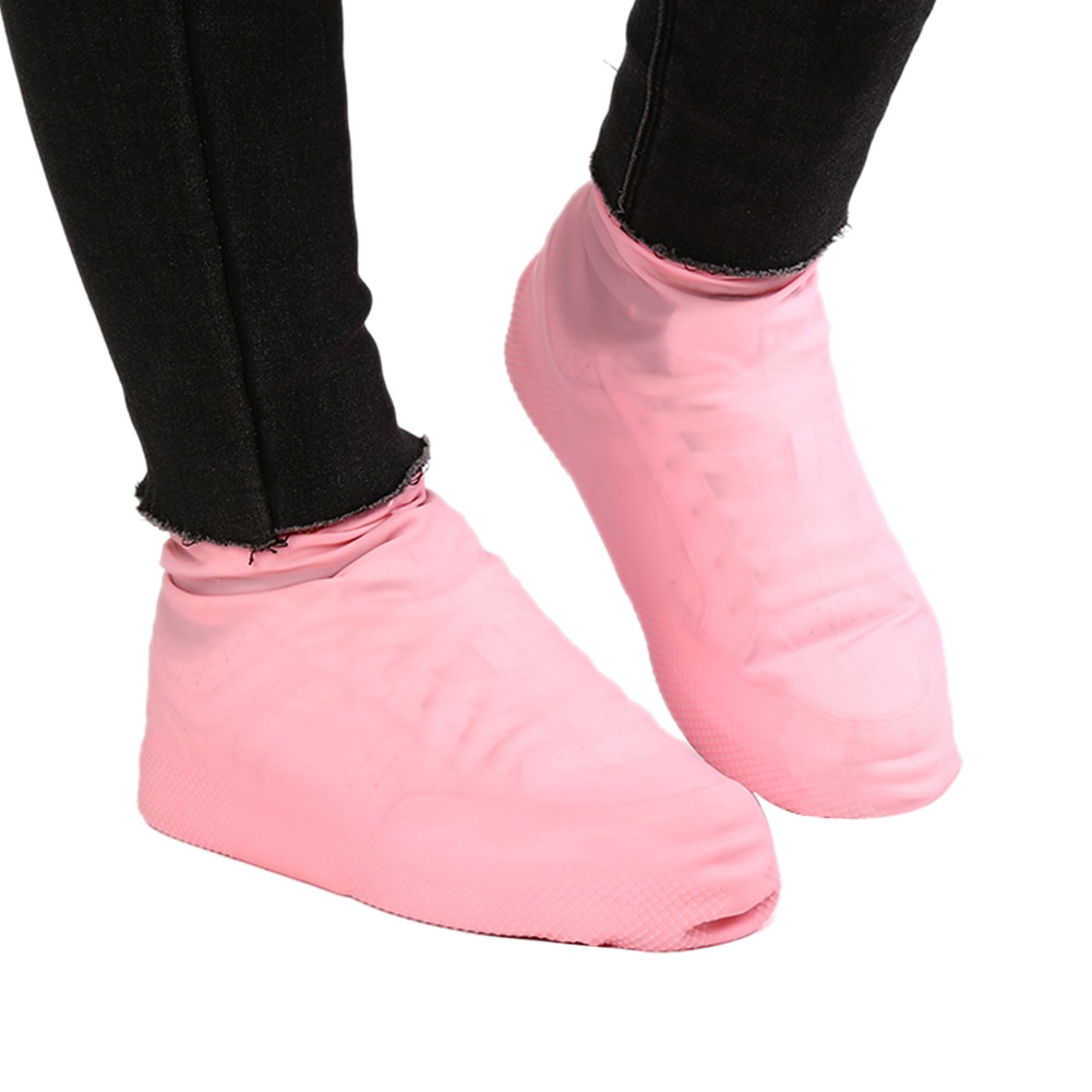 1 par vattentätt skoskydd unisex utomhus regniga dagar stövlar överdrag latex material skydd förtjockat halkskydd regnfotskydd