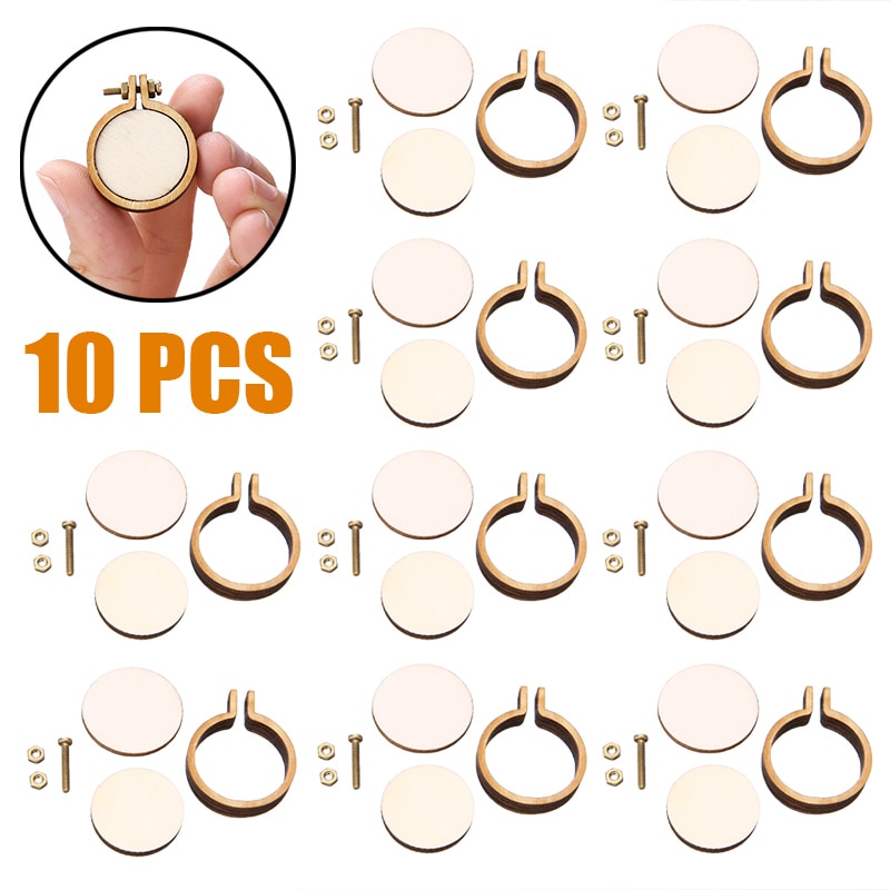 10 stk/sæt mini broderi-ring med korsstingsramme til gør-det-selv håndværk nålekunst stofmaling