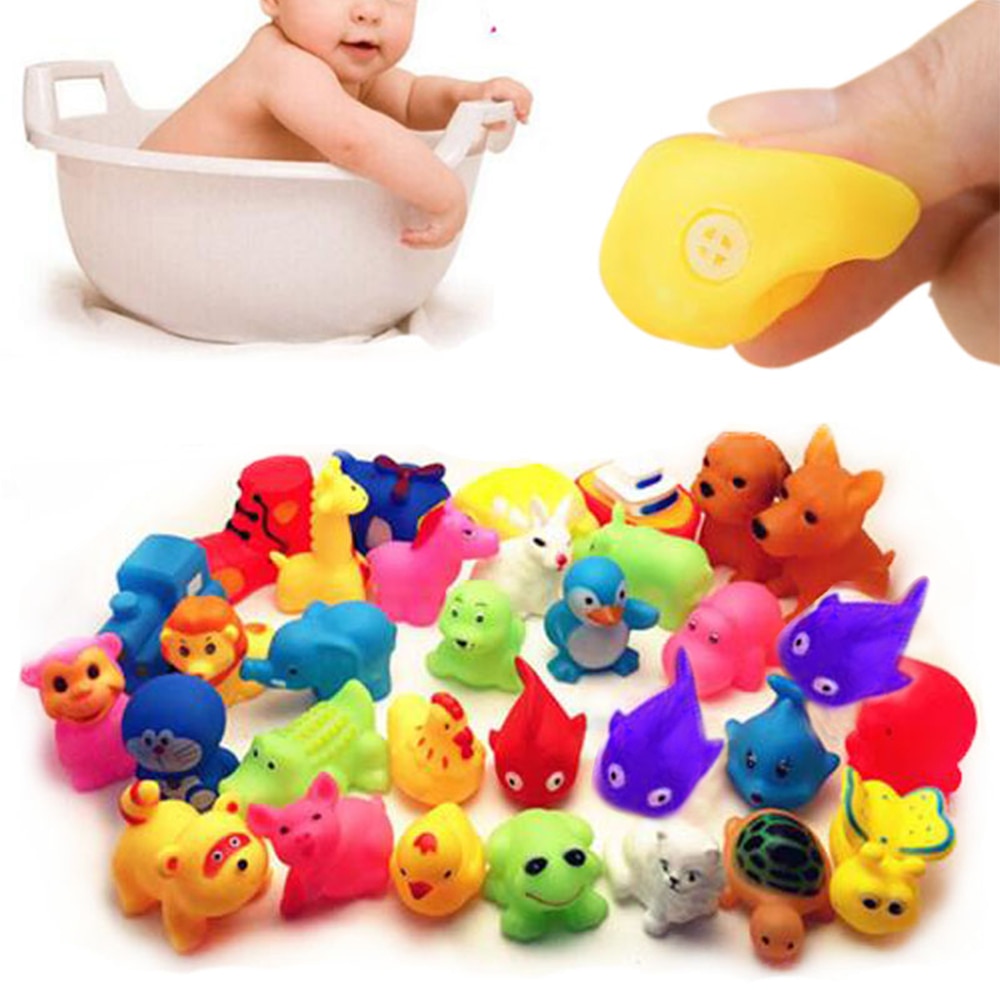 10 Stuks Leuke Dieren Zwemmen Water Speelgoed Kleurrijke Zachte Rubber Float Squeeze Sound Piepende Bathing Speelgoed Voor Baby Bad Speelgoed gyh