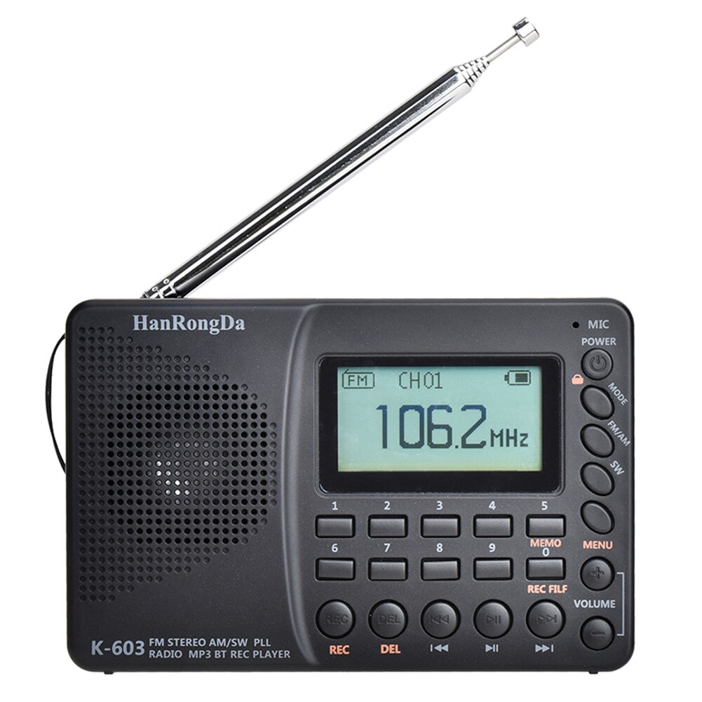Kannettava digitaalinen radio lcd-näyttö fm am sw radio bluetoothilla 5.0 kaiutinta usb rec äänitallennin tf-kortti  mp3 soitin