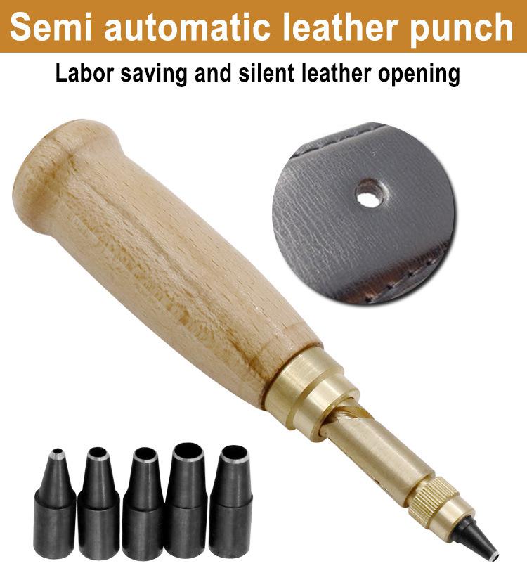 Healifty 6Pcs Verstelbare Japanse Schroef Gat Punch Boekbinden Tool Papier Punch Craft Punch Met Houten Handvat