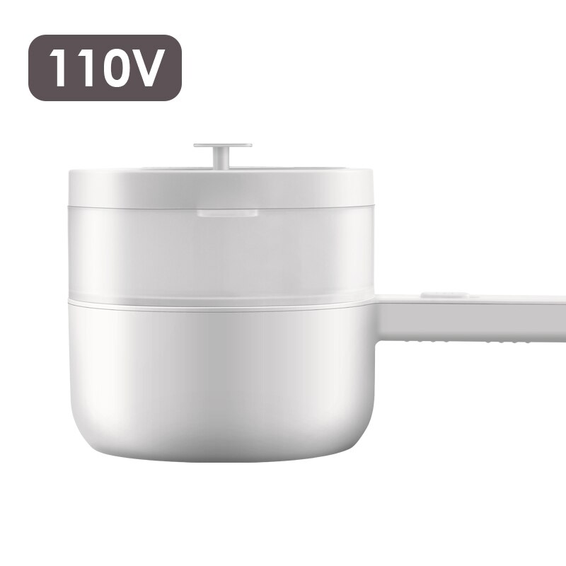 1.5L Capacity Electric Cooking Pot 220V Portable Multifunctional Electric Cooker Steaming Net Desktop Mini Pot Skillet: 110V With PP Steamer / EU