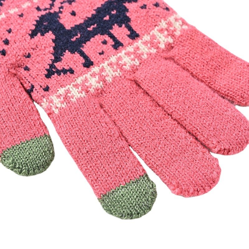 2022 Mens Winter Gloves Thicken Warm Knitted Gloves Unisex Touchscreen Elk Pattern Plus Velvet Outdoor Cycling Cold Gloves