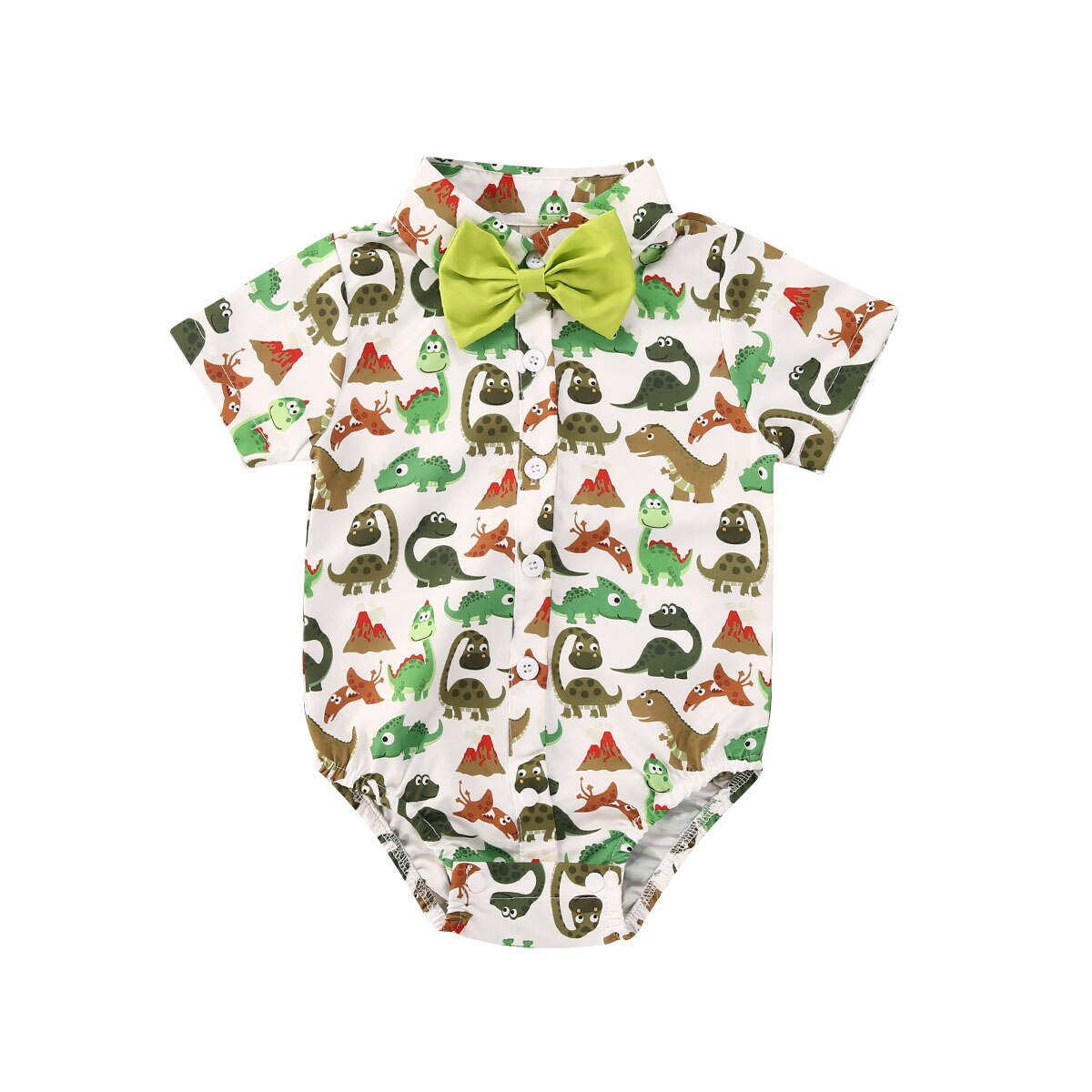 0-18M Nieuw Zomer Gentleman Kinderen Jongens Body 4 Kleuren Boog Korte Mouw Print Enkele Breasted Jumpsuits: C / 3M