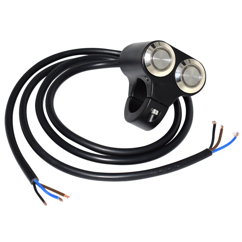 Aluminum 22mm 25mm Motorcycle Switches Headlight Hazard Brake Fog Light ON OFF Control Double Switch With Yellow Indicator Light