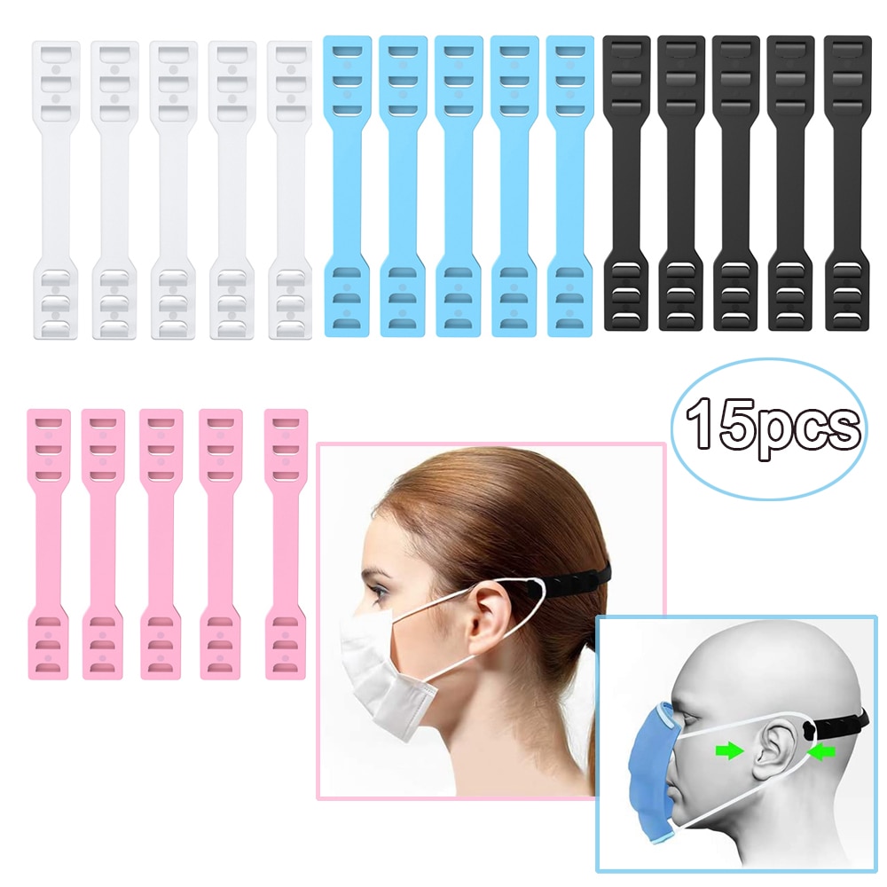 15pcs Ear extender Belt for mask Holder antislip Color PE Buckle Band Strap Clasp Snaps Hanger For Earloop Mask Release Earpain
