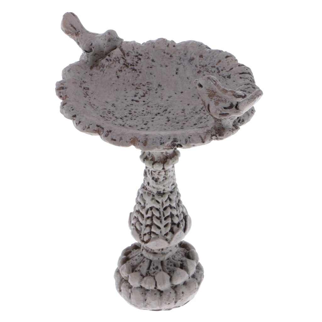 Casa di bambole in Miniatura Giardino Bagno di Uccello Fontana Statua con Gli Uccelli 1:12th