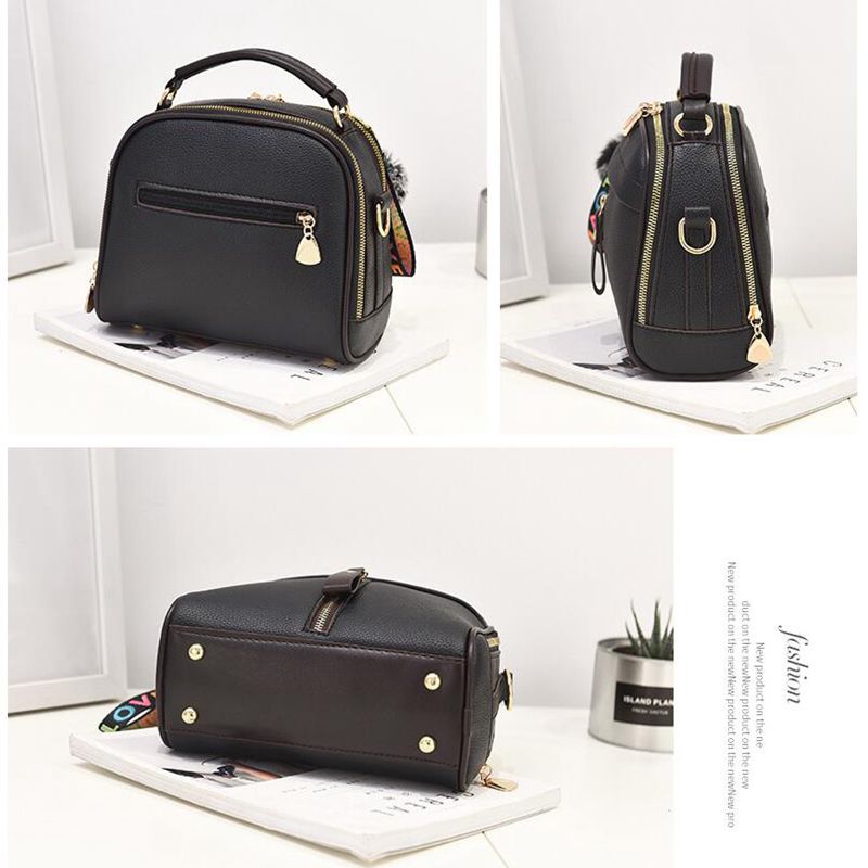 Crossbody taske til kvinder håndtaske pu læder fuldmåne slik farve cutefur bold skalform taske kvinder skuldertasker  kl753