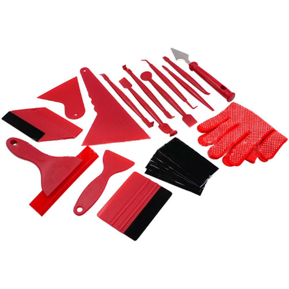 21PCS Car Wrapping Tint Application Car Foil Set Kit Car Tools Vinyl Wrap Film Sticker Wrapping Tool Auto Window Tools Accessori: Red