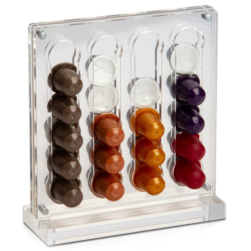 Nespresso Capsule Holder Acrylic Coffee Capsule Storage Rack Dispensing Tower Display Stand Wall-mounted