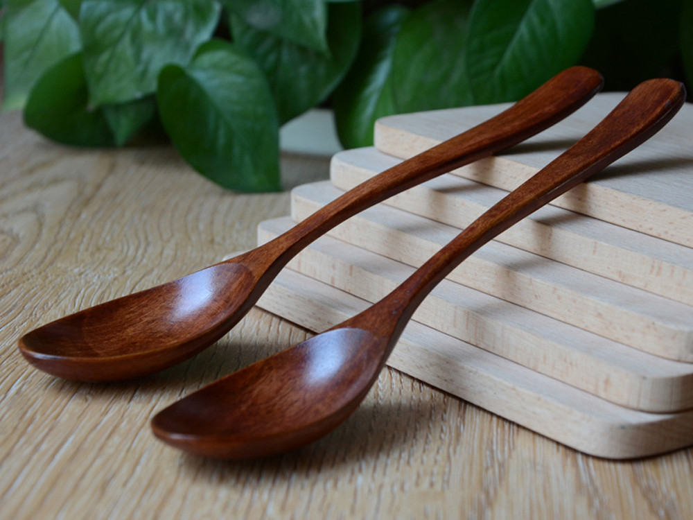 Meget træske bambus køkkenredskaber værktøj suppe teskefuld catering lang håndtag træskeer  #20: Default Title
