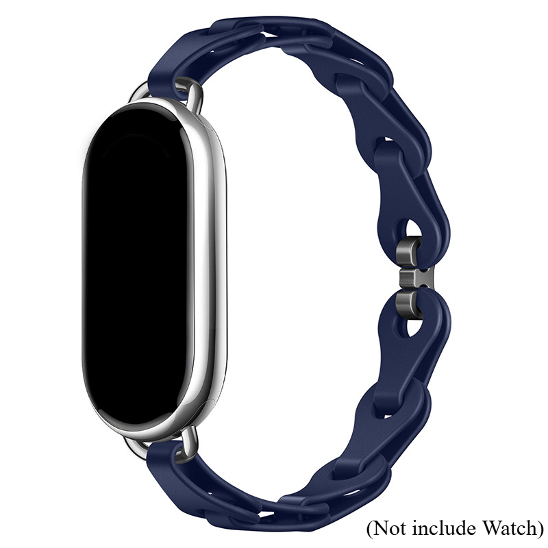 Rubber Strap for Xiaomi Mi Band 9 Stainless Steel Buckle Bracelet for Miband 8 NFC Lady Style Replacement Silicone Band