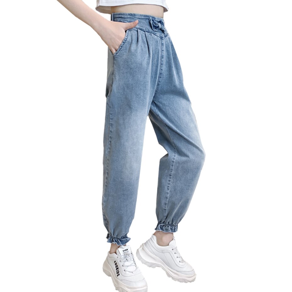Girls Jeans Bow Kids Jeans Girls Casual Style Children Jeans Spring Autumn Children's Clothes 6 8 10 12 14