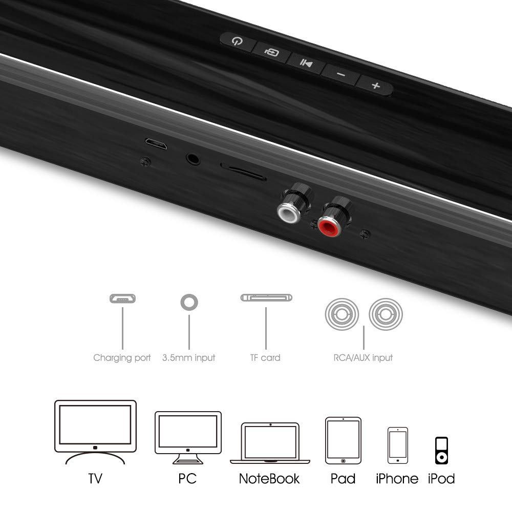 20W TV Soundbar Wired and Wireless Bluetooth Speaker Powerful Subwoofer Home Surround Sound Bar for PC Theater TV Bass Bar