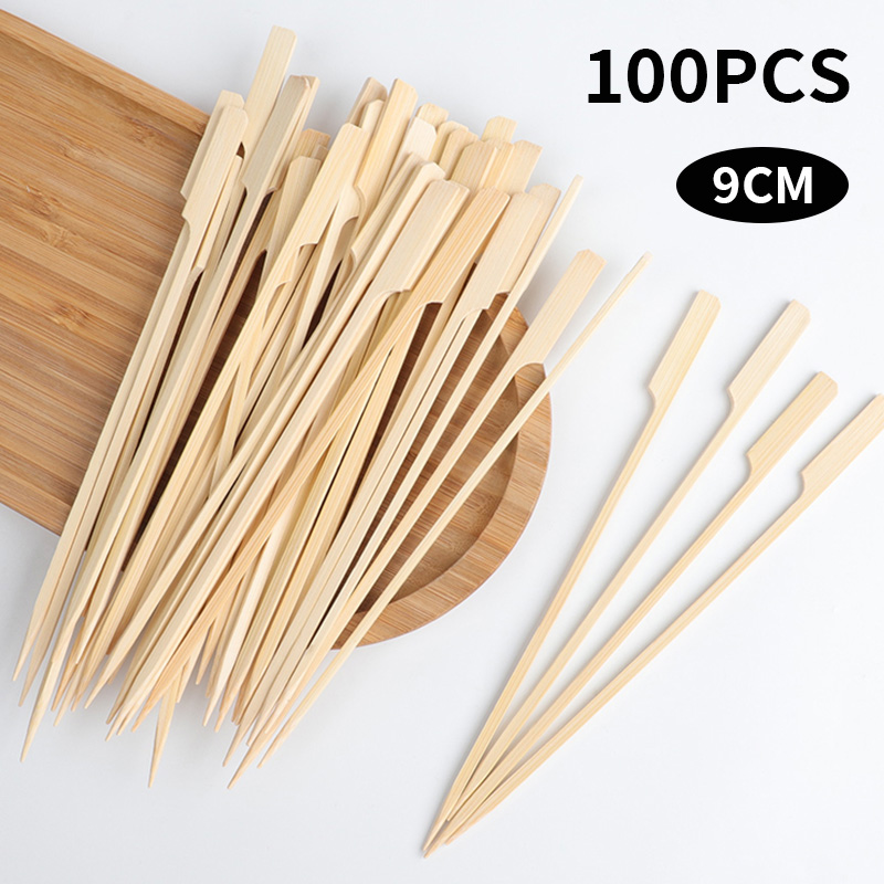 Bâtonnets de bambou jetables, outils de Barbecue, brochettes de bambou naturelles, fête de Camping pour Kabob, fruits, Cocktail, outils de Barbecue: Rouge
