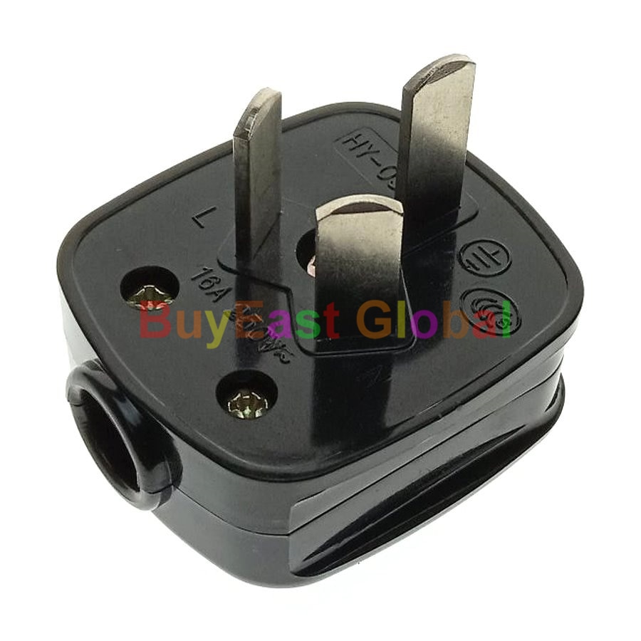 China 16A 3-Flat Pin Male Main Power Plug AC100~250V 16A Black (Work With Xiaomi smart companion)
