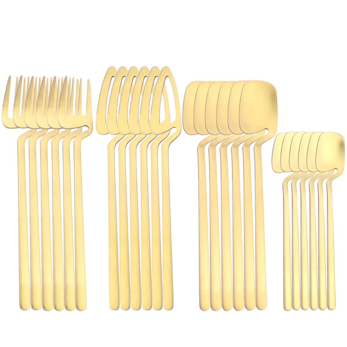 Zoseil Cutlery Set Stainless Steel Dinnerware Black Stainless Steel Spoon Set Fork Spoon Knife Steel Cutlery Dinnerware Set: Champagne 24pcs