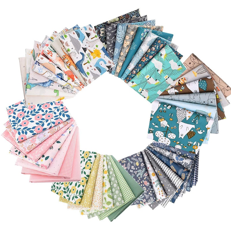 Cotton Fabric Printed Cloth Sewing Quilting Fabrics for Patchwork Needlework DIY 50 pieces of geometr Handmade Material: 6