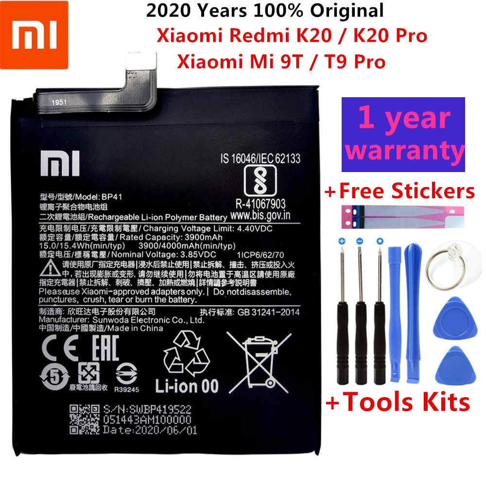 Xiao Mi Originele Telefoon Batterij BP41 4000Mah Voor Xiaomi Redmi K20 / Mi 9T / K20 Pro / 9T Pro Vervangende Batterij + Gereedschap Kits