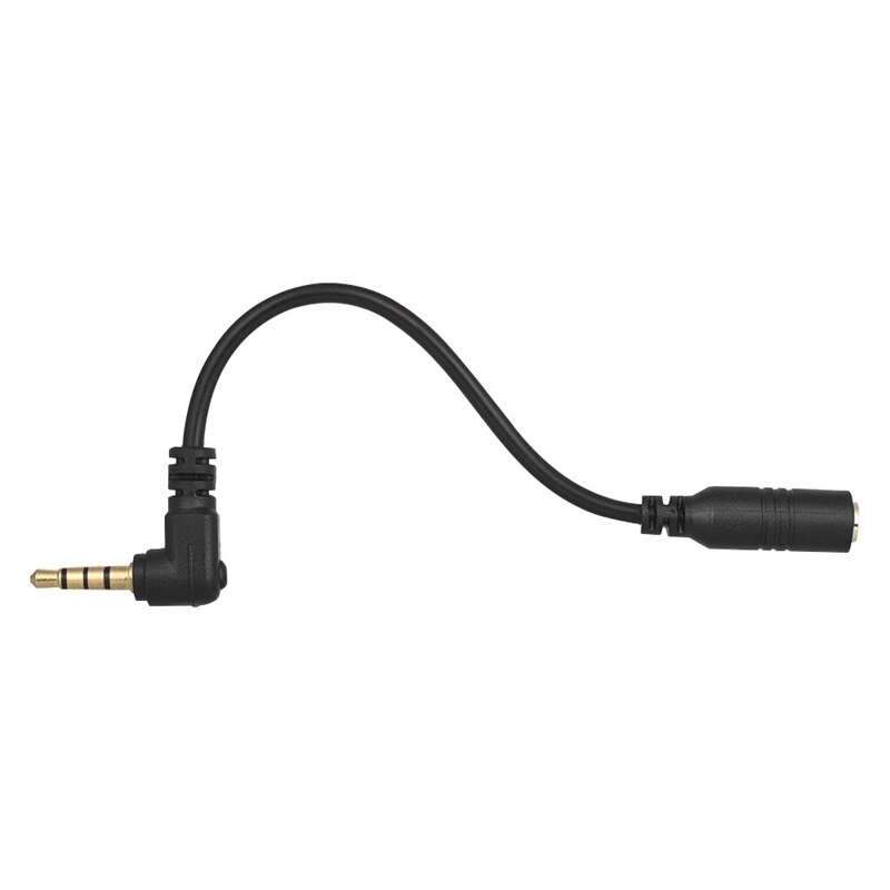 Cable adaptador de micrófono en ángulo recto, convertidor de micrófono de Audio estéreo, 3,5mm, 3 polos, TRS hembra a 4 polos, TRRS macho, 90 grados