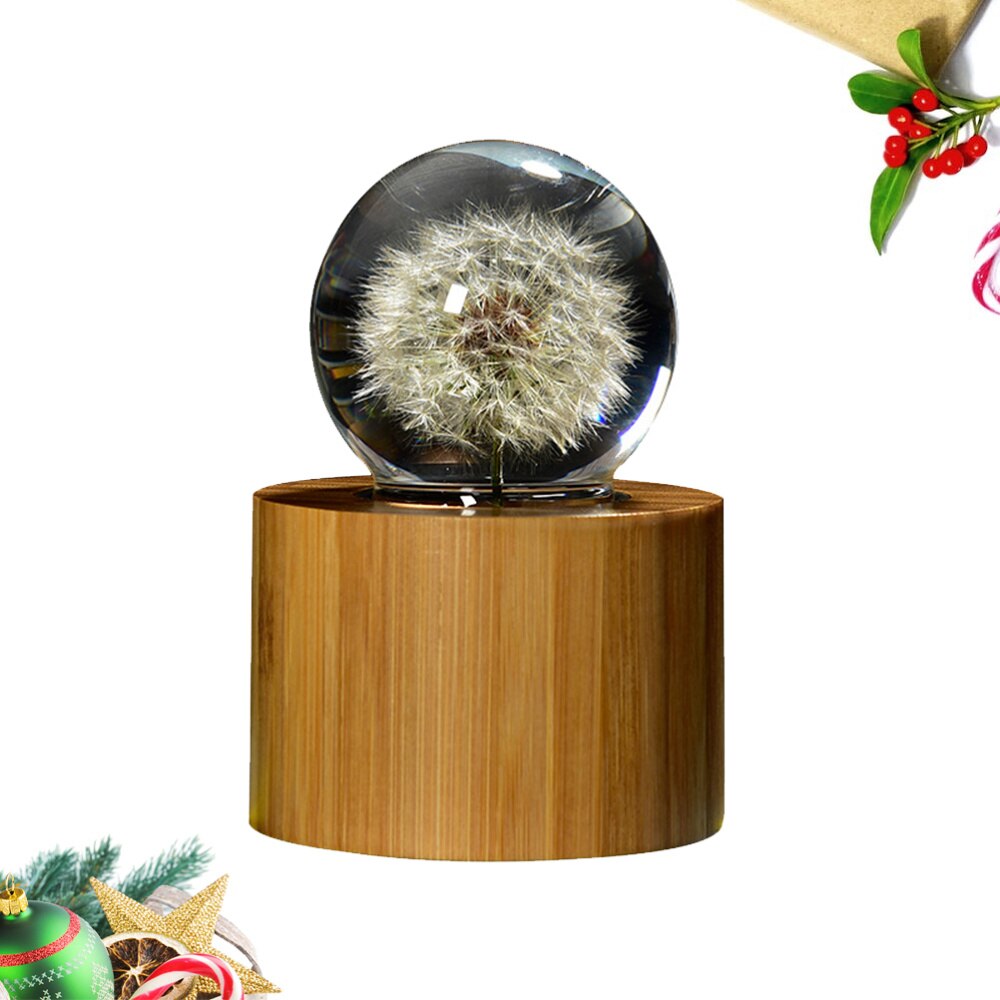 Dandelion Crystal Ball Music Box Spring Music Box Home Crafts Ornaments - Tune B