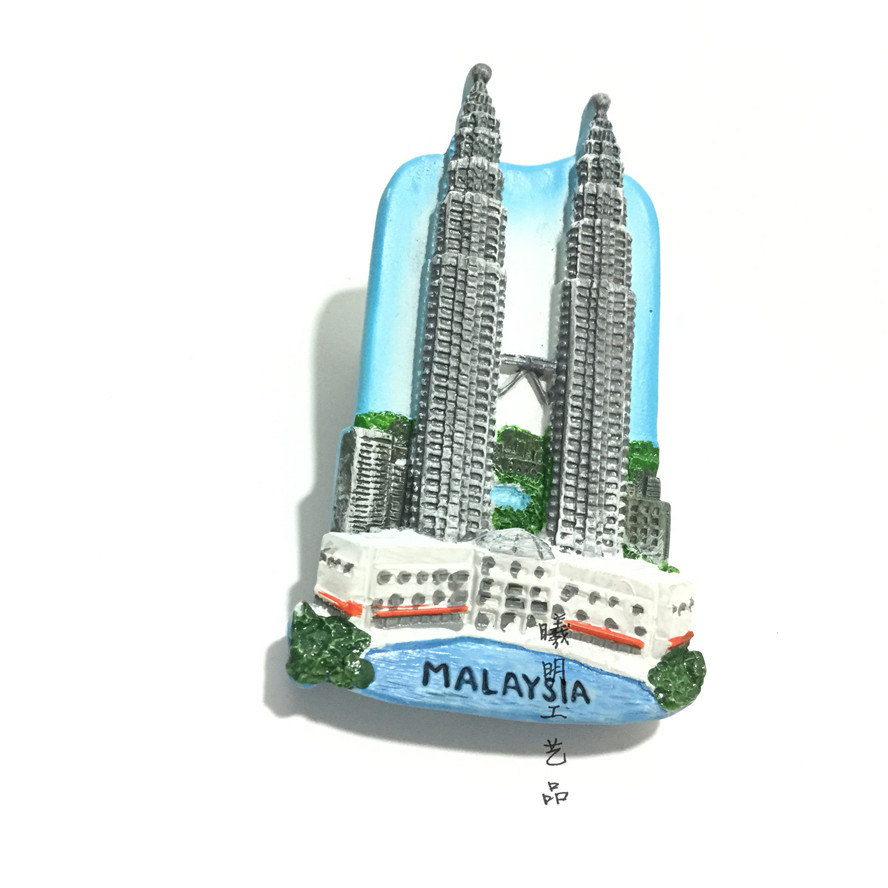 Malaysia 3D Fridge Magnet Tourist Souvenirs Kuala Lumpur Petronas Twin Towers Decorative Refrigerator Magnetic Sticker