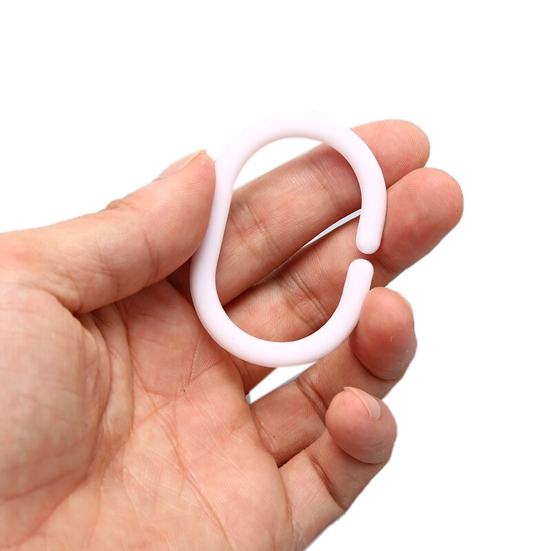 Vit transparent plast c form bad draperi dusch ring ögla böjbar badrum gardin krokar moderna