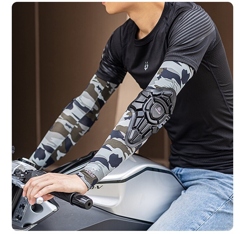 Mangas de hielo anticaída para motocicleta, coderas para montar en moto, Mangas de seda de hielo de alta elasticidad, protector solar que absorbe el sudor en frío