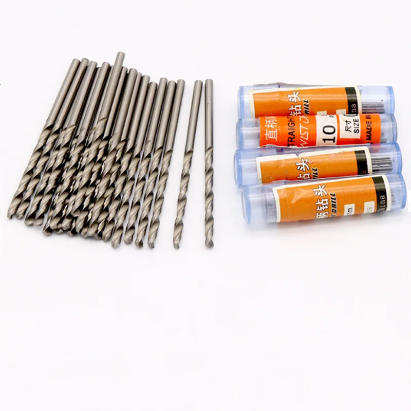 10 Uds W6542 HSS mini broca de vástago recto 0,2-5,2mm, adecuada para taladros eléctricos de perforación de acero inoxidable y madera