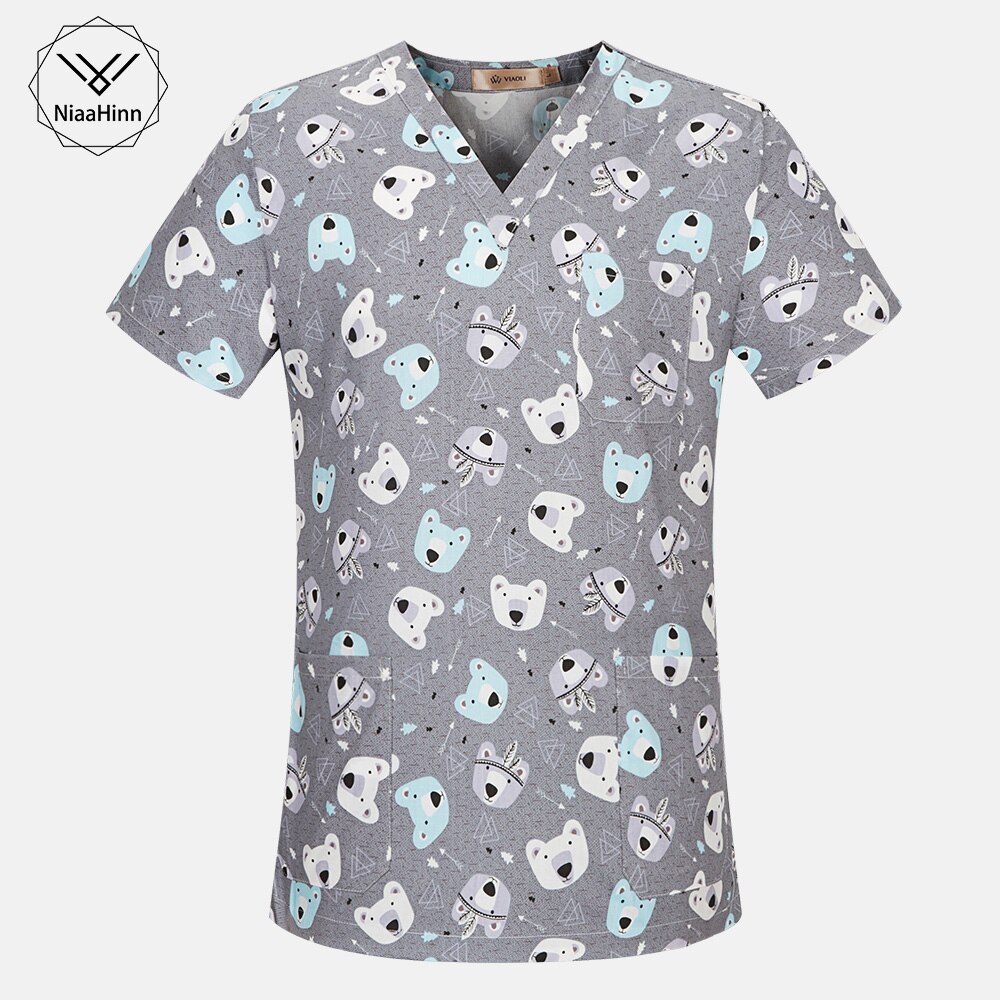 sommer Casual Frauen Pflege Scrubs Tops T Shirt Tasche Kurzarm V-ausschnitt Frauen Scrubs Krankenschwester Uniform Tops Frauen Kleidung: 62010 tops / S