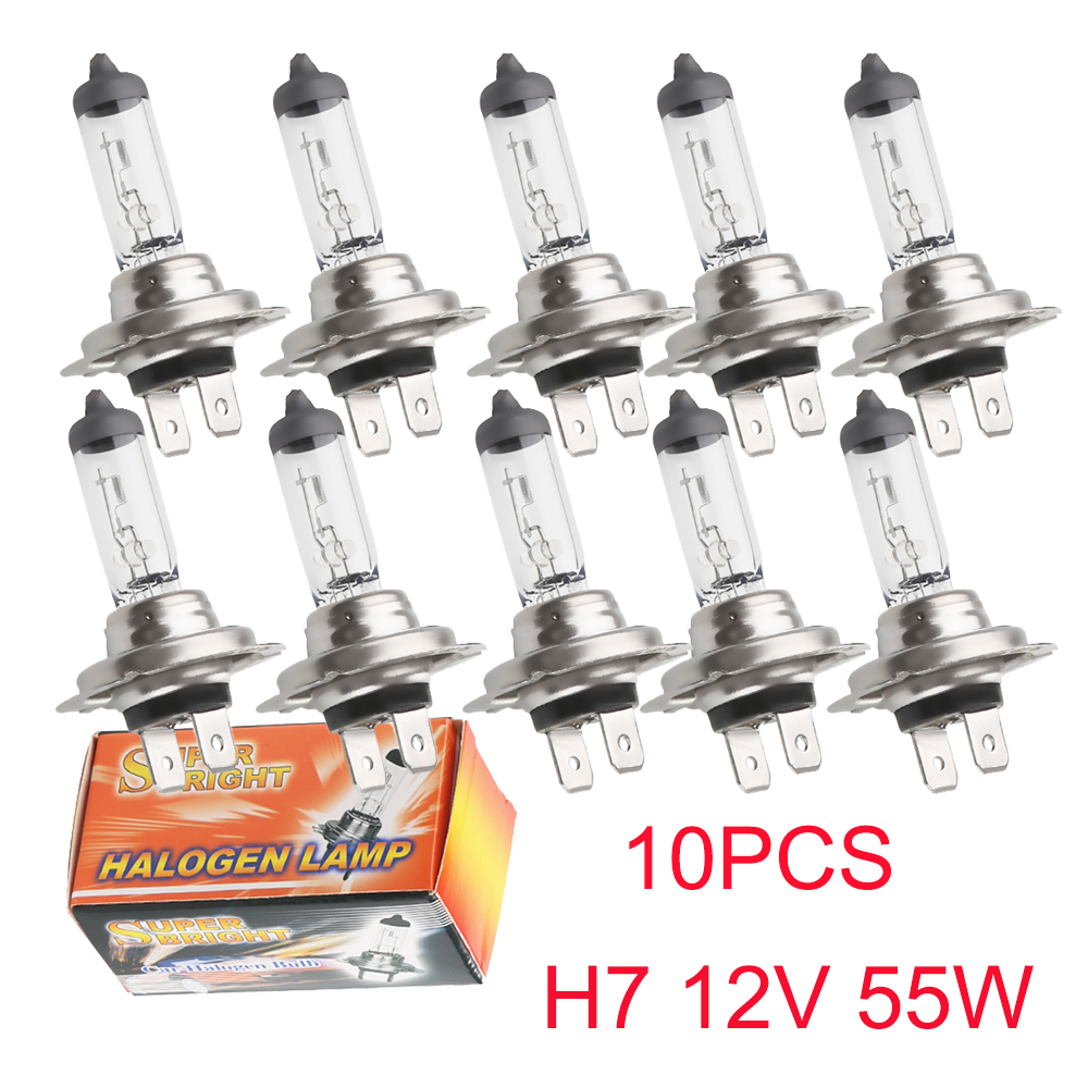 10 Pcs H7 Halogen Headlight Bulb 6000K Warm White Car Light Bulb Headlight 55W 12V Car Headlight Bulbs Halogen Car Light Parts: Default Title