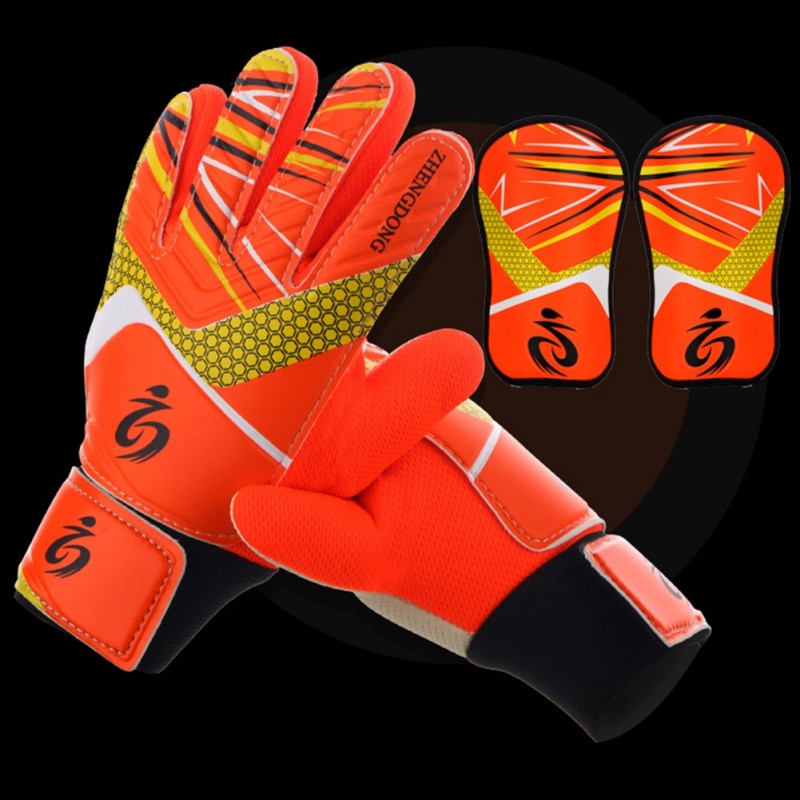 Kinder Fußball Fußball Torwart Goalie Training Handschuhe Durable Anti-Slip Atmungs Torwart Handschuhe mit Bein Schutzfolie