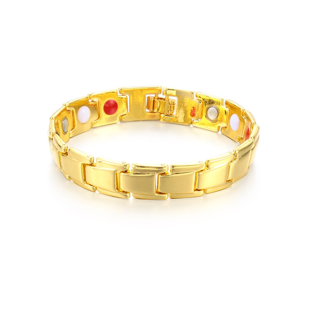 thérapeutique énergie guérison Bracelet thérapie Bracelet magnétique détachable Bracelet Acupoint Massage hommes Bracelet bijoux: Gold