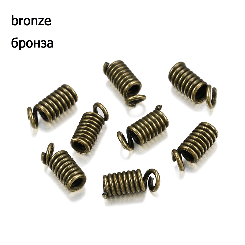 100pcs Metal Spring Crimp Clasps Leather Coil Cord Ends Fastener End Caps Connectors For DIY Bracelet Jewelry Making Accessories