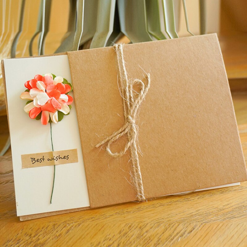 1Pack 17*12cm Kraft leer getrocknete blumen Geburtstag Karte für Weihnachten hochzeit einladung karte grußkarten mit sonnenblume Rose: 16