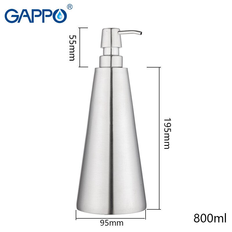 GAPPO Liquid Soap Dispensers Cone Free Standing Bathroom Accessories Saop Pumps Stainless Steel Bottle Liquid Accessories: Default Title