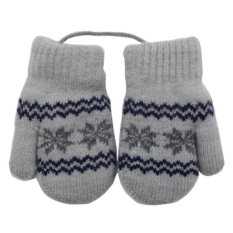 Balleenshiny Winter Kids Gloves Children&#39;s Small Snowflake Alpaca Wool Thick Warm Knitted Mittens Newborn Baby Gloves: Gray