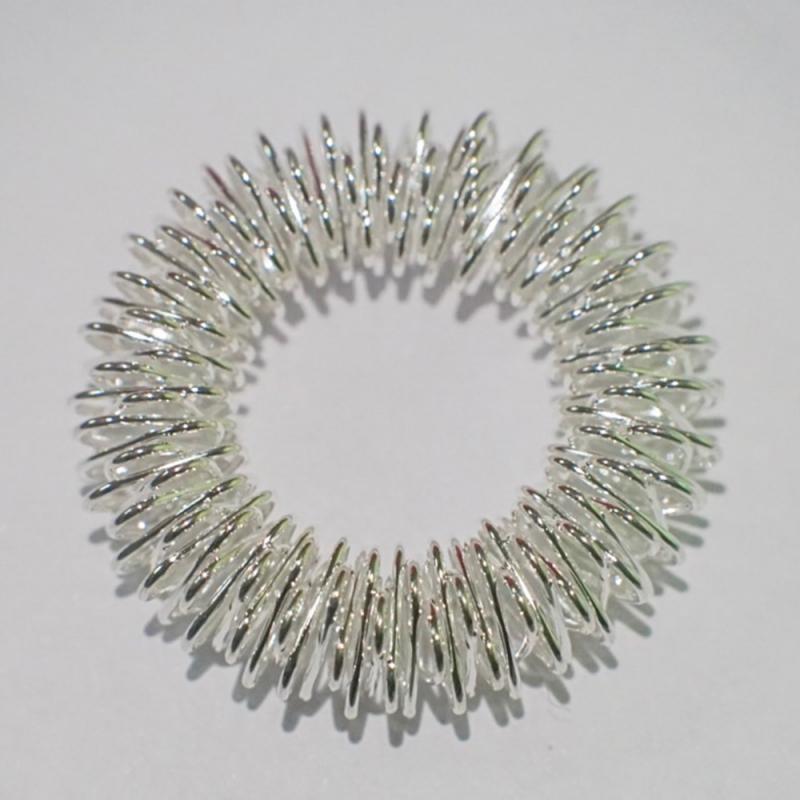 Finger Ring Toy Stress Relief Sensory Spring Fingers Rings Stress Anxiety Relief Finger Toys Spiky Finger Ring/Acupressure Ring: silver