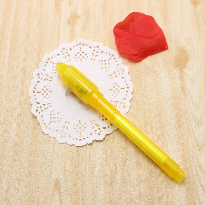 Luminous Light Pen Magic 2 In 1 UV Black Light Drawing Invisible Ink Pen Office School For Child Random Color: YW