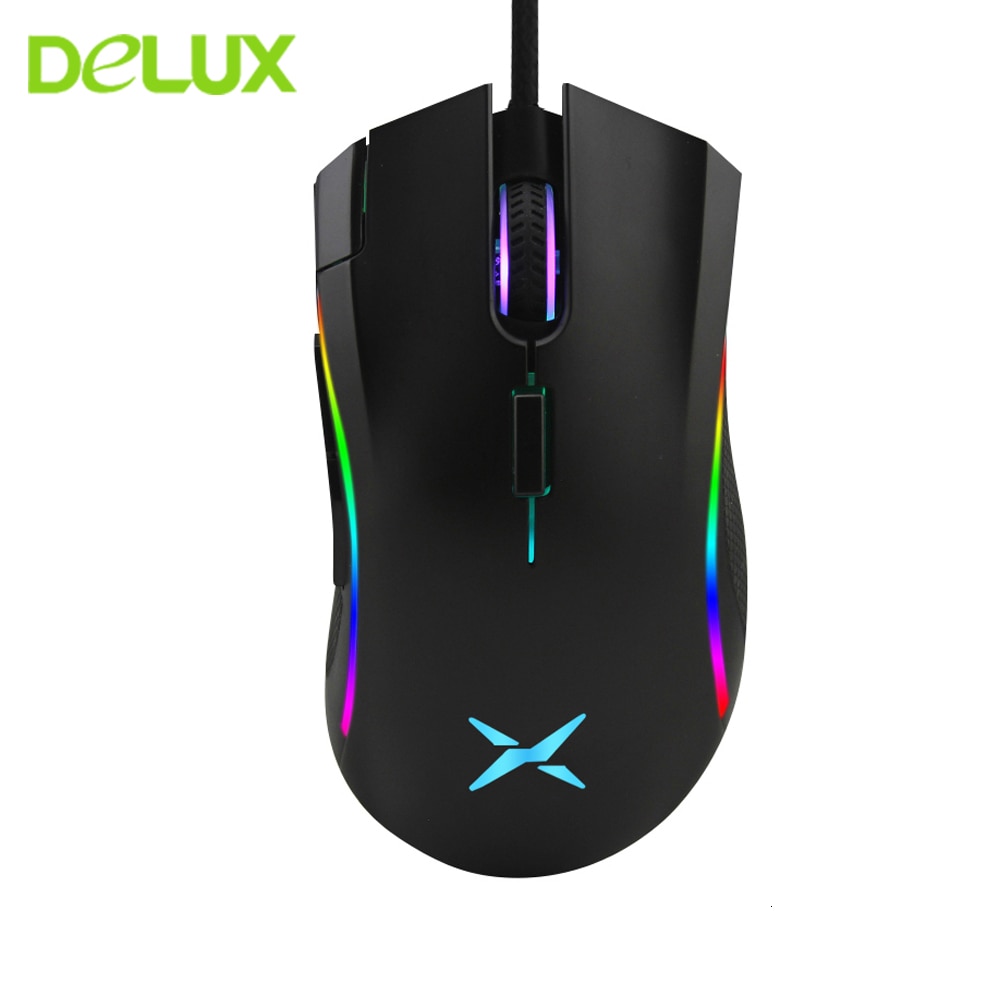 Delux M625 RGB Wired Gaming Mouse Ergonomic 7D 24000 DPI Adjustable Mause USB Optical Computer Backlight Game Mice For PC Laptop