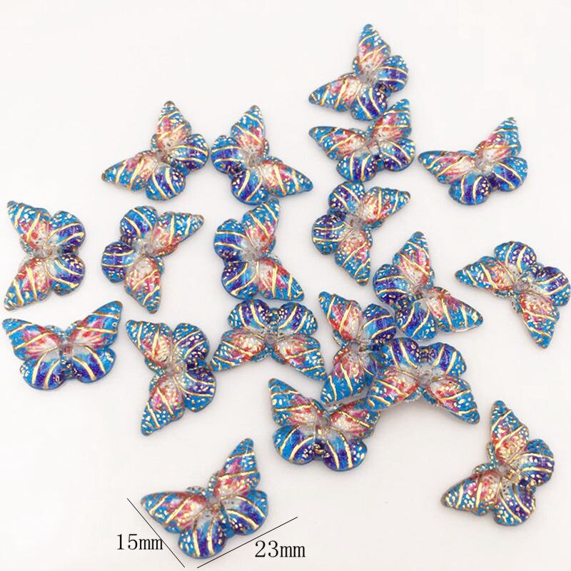 Shiny Resin Colorful Crystal Butterfly Flat back Rhinestone Scrapbook DIY Wedding Appliques 1 Hole Ornament Craft SG307