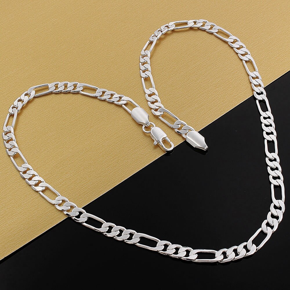 1 Pcs 4Mm Breedte 16/18/20/22/24/26/28/30 Inch Lengte figaro Ketting Ketting Sieraden Voor Vrouwen Man Trendy