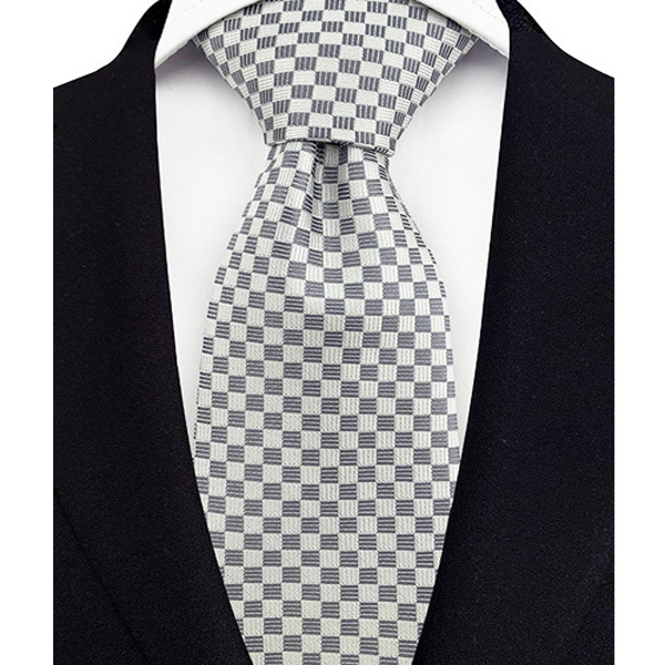 Corbata de lujo de 8CM para hombre, corbata lisa de rayas de puntos de Color gris plateado para novio, corbata tejida de Jacquard para de boda de negocios: Gris