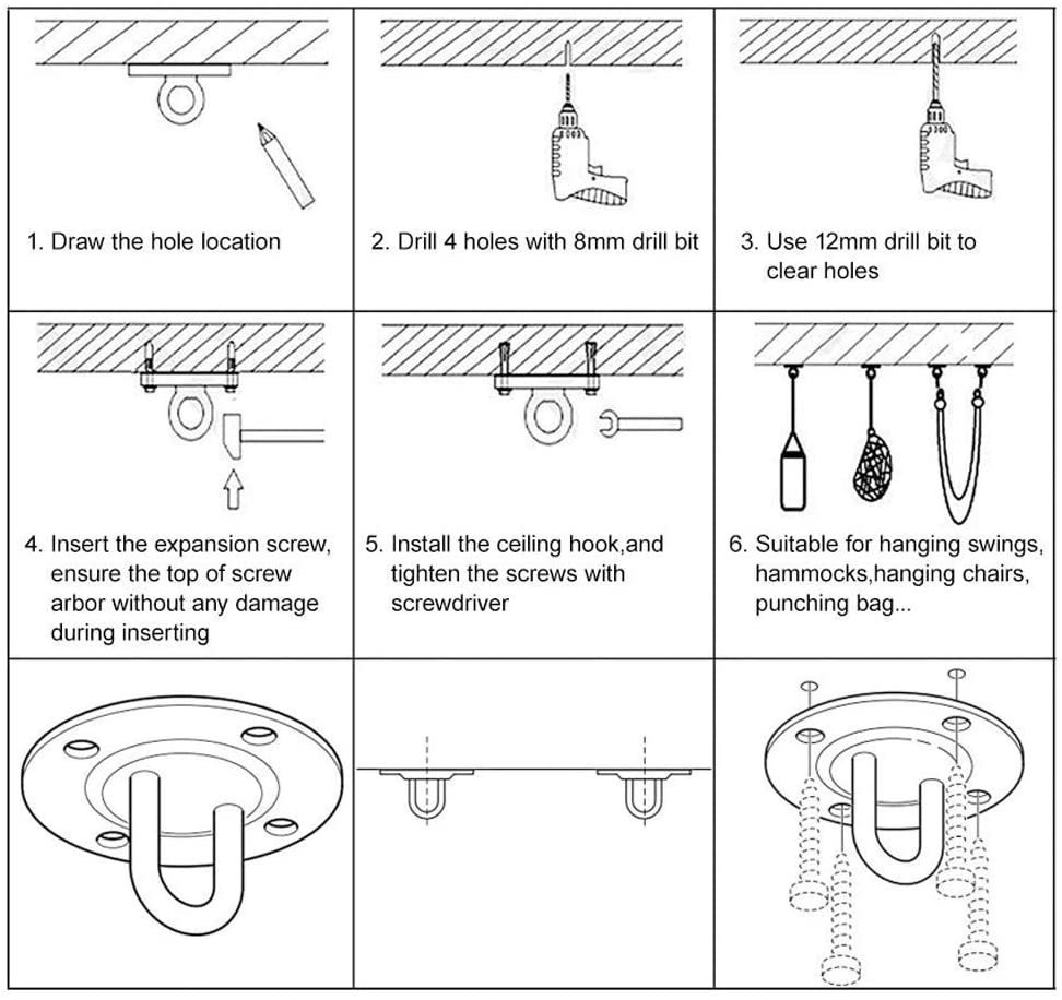 1 Stck edelstahl Suspension Gurt Trainer Montieren Anker Halterung Haken Zauberstab Decke Halterung für Fitnessstudio Suspension Ausbildung