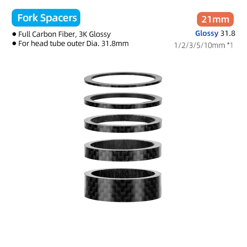 31,8mm Gabel Headset Carbon Spacer MTB Fahrrad Lenker Vorbau Rise Up Einstellen Unterlegscheiben 3K Glänzende Faser Lenkung DIY Zubehör: Black