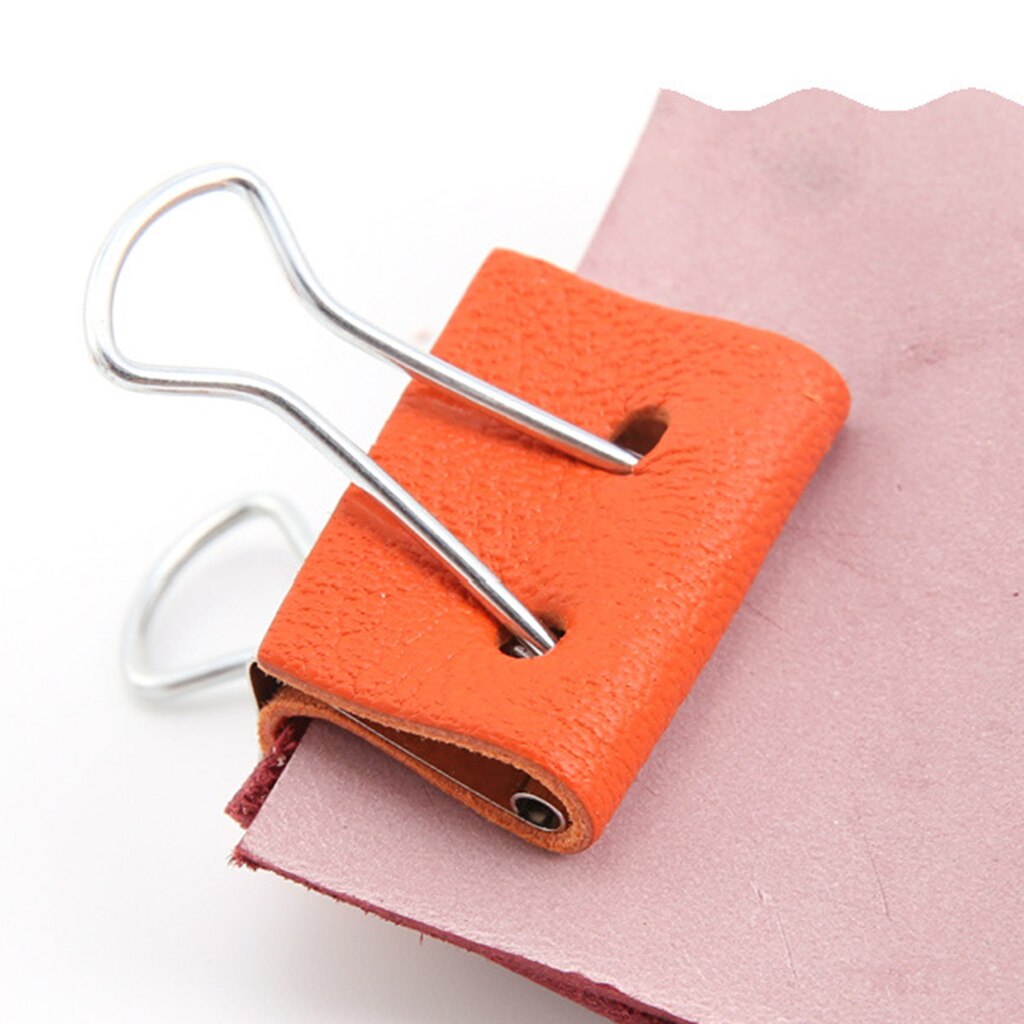 Stainless Steel Office File Ticket Paper Binder Clips with Leather Covered