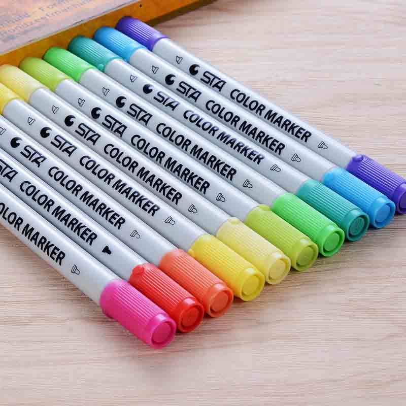 STA 3100 Doppel-kopf Farbige Wasser Marker Schüler Hand Malerei 12/24/36/48/60 /80 farbe einstellen Alkohol Tinte ungiftig Kunst markieren