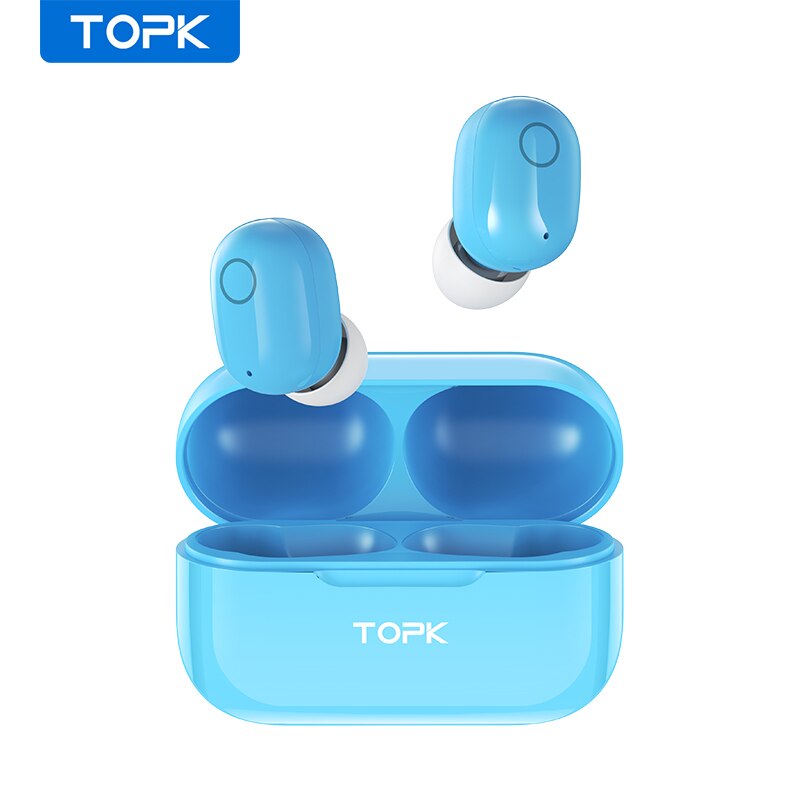 TOPK T12 TWS Bluetooth écouteurs 5.0 sans fil casque tactile contrôle vrai sans fil écouteurs dans l'oreille casque stéréo: Blue